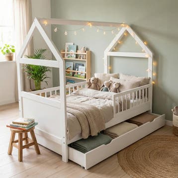 Houten Bedhuis Peuter | 140x70 | Scandinavisch, Nieuw, 70 tot 85 cm, Lattenbodem, 140 tot 160 cm