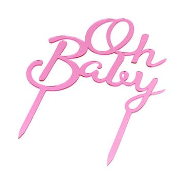 Acryl taart topper Oh Baby roze, Verzenden, Nieuw, Taarten, Versiering