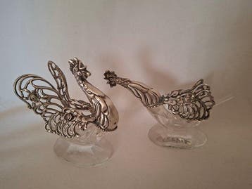 Zout- en pepervaatjes (2) - dieren - .835 zilver - Een paar, Antiek en Kunst