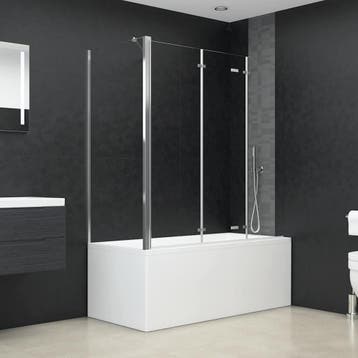 vidaXL Badwand 120x69x130 cm gehard glas transparant, Verzenden, Nieuw