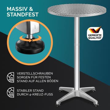 Statafel set van 2 Zilver aluminium Ø60cm in hoogte verst.., Verzenden, Nieuw