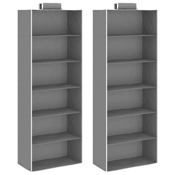 vidaXL Kledingorganisers hangend 2 st met 6 schappen stof, Verzenden, Nieuw