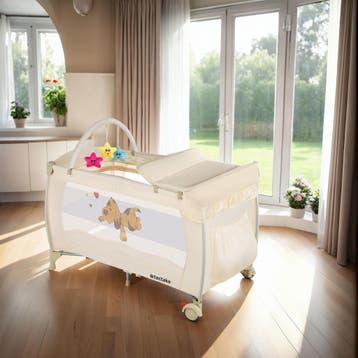 Reisbed hondje 132x75x104cm met commode en tas - beige, Verzenden, Nieuw
