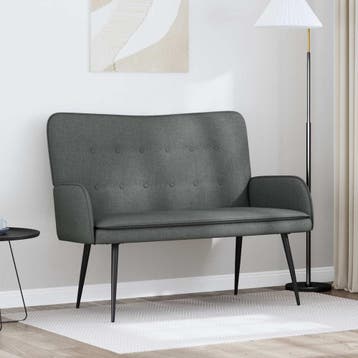 vidaXL 2-zitsbank Donkergrijs 115 x 61 x 87 cm Stof, Verzenden, Minder dan 150 cm, Stof, Nieuw