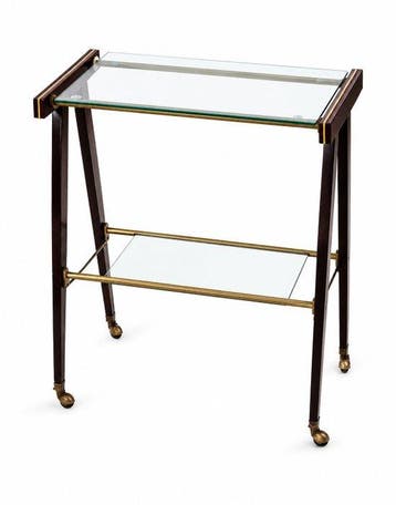 Serveerwagen - Hout, Glas, Messing - Eetwagen uit de jaren