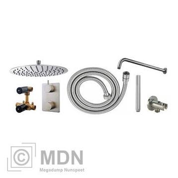 Inbouw regendouche set rond type 204 geborsteld staal (30cm), Verzenden, Nieuw