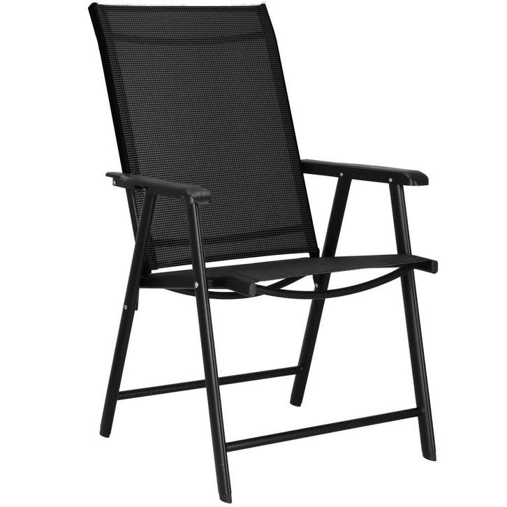 Terrasstoel - Tuinstoel - Metaal - Grijs/Zwart - 130 KG, Tuin en Terras, Overige Tuin en Terras, Ophalen of Verzenden