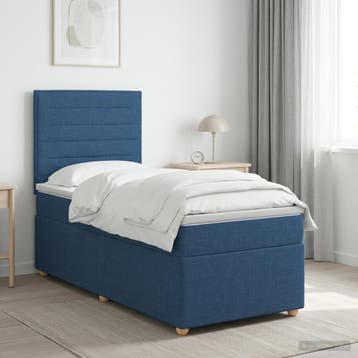 vidaXL Boxspringbed met matras met hoofdeinde Blauw 90 x 200, Huis en Inrichting, Verzenden, Nieuw, Blauw