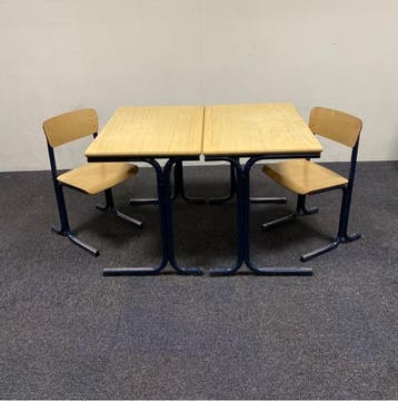 complete schoolset Galvanitas 12 stuks tafels + stoelen, Huis en Inrichting, Stoelen, Ophalen of Verzenden, Gebruikt, Hout, Vijf, Zes of meer stoelen