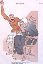 Spotprent over Jacques van Egmond(?) (lijst optie, Lithos), Verzenden