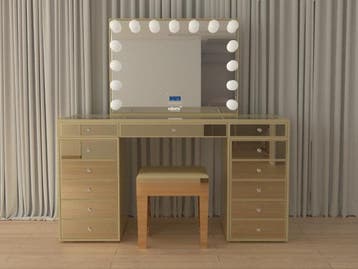 Veiling - Luxe kaptafel met verlichting - Goudkleurig - Incl, Nieuw