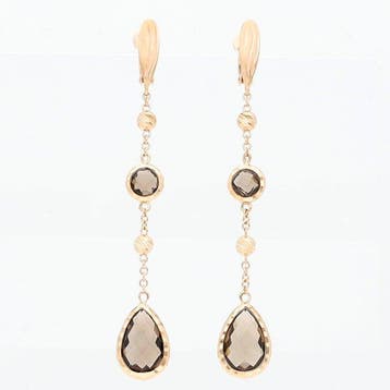 Oorbellen - 18 karaat Roségoud - Rookkwarts, Sieraden, Tassen en Uiterlijk, Oorbellen, Nieuw