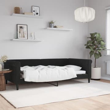vidaXL Slaapbank 100x200 cm fluweel zwart, 100 cm, Eenpersoons, Verzenden, Zwart