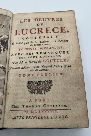 T. Lucrece; Traduzione e note: M. le Baron de Coutures - Les, Antiek en Kunst, Antiek | Boeken en Bijbels