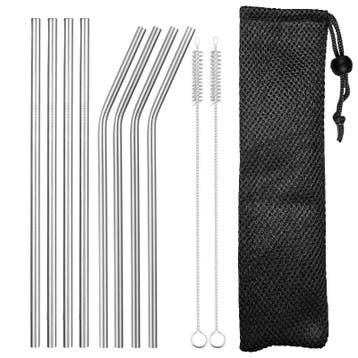 Fako Bijoux - RVS Rietjes Set -  8 Herbruikbare Rietjes - 4, Verzenden, Nieuw