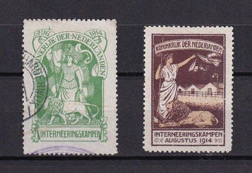 Nederland 1916 - Interneringszegels - IN 1 en 2, Postzegels en Munten, Postzegels | Nederland, Gestempeld