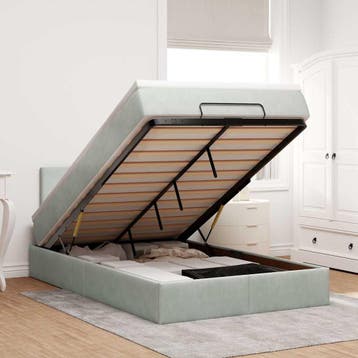 vidaXL Ottoman bed met matras en LEDs 120x200 cm fluweel, Verzenden, Nieuw, Twijfelaar, 120 cm