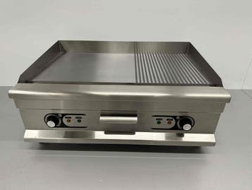 RVS Grillplaat Bakplaat 1/2 Geribbelde bakplaat 75 cm 400V, Ophalen of Verzenden, Nieuw in verpakking