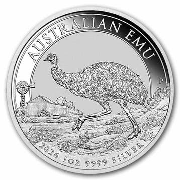Emu 1 oz 2026 (30.000 oplage), Postzegels en Munten, Verzenden, Losse munt, Zilver