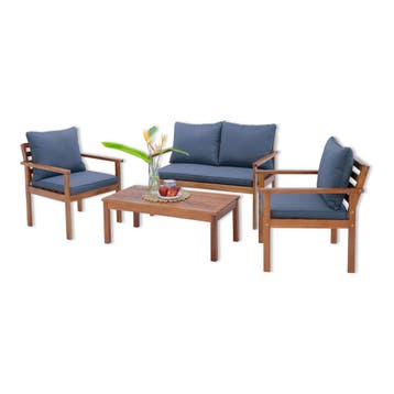Tuinset Brittoli 4-delig houtkleurig en grijs FSC®-gecertifi, Verzenden, Nieuw