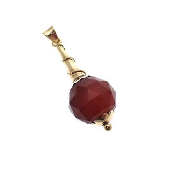Gouden vintage kegel hanger met carneool (Hanger of bedel), Ophalen of Verzenden, Gebruikt, Goud, Overige merken