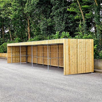 F-Line open hout of stalen fietsenstalling, Fietsen en Brommers, Nieuw