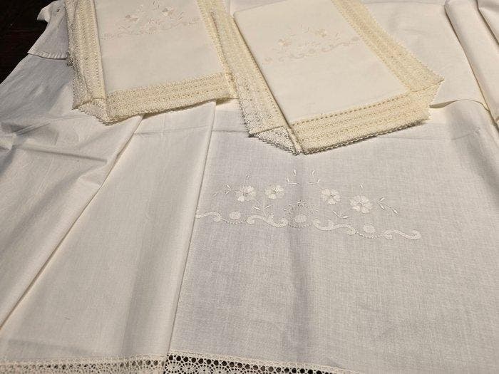 Laken (3) - 260 cm - 230 cm - Zonder voorbehoud, Antiek en Kunst, Antiek | Kleden en Textiel