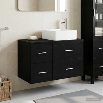 vidaXL Badkamermeubelset 2 st Zwart eiken Bewerkt hout, Verzenden, Nieuw