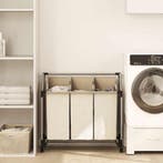 vidaXL Wassorteerder met 3 zakken staal crème, Tuin en Terras, Droogmolens en Wasrekken, Verzenden, Nieuw