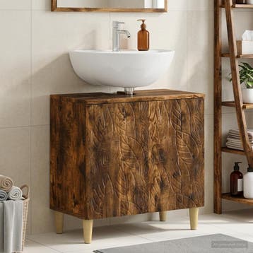 vidaXL Badkamer wastafelkast DELFT Gerookt eiken 59,5 x 31,5, Verzenden, Nieuw, Wastafelkast