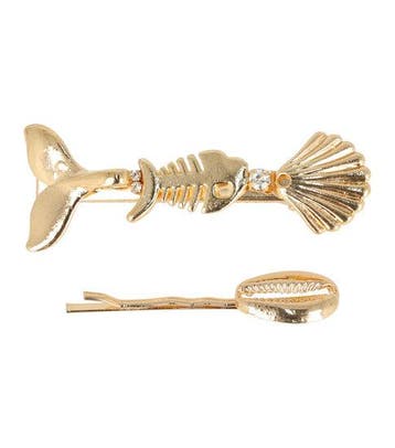 Haarspeld Duckklem & Schuifspeldje 6cm – Schelp Vis Walvis –, Nieuw