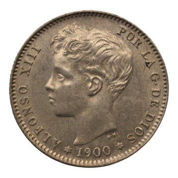 Spanje. Alfonso XIII. 1 Peseta 1900*00 Madrid SMV
