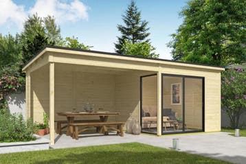 Outdoor Life Tuinhuis Julia met Overkapping 645 x 295 cm, Tuin en Terras, Tuinhuizen, Nieuw