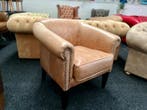 Chesterfield Maarsen  2x Camel Leren Chesterfield Club Chair, Huis en Inrichting, Fauteuils, Ophalen, Zo goed als nieuw, Leer