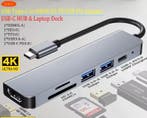 6-in-1 USB-C Hub 4K HDMI SD TF Power Delivery Adapter, Verzenden, Nieuw