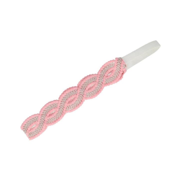 Haarband Gevlochten 3,5cm - Kant - Zilverdraad - Roze, Sieraden, Tassen en Uiterlijk, Uiterlijk | Haarverzorging