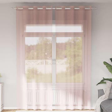 vidaXL Gordijnen voile met doorvoertules 2 st 140x260 cm, Verzenden, Nieuw, Roze