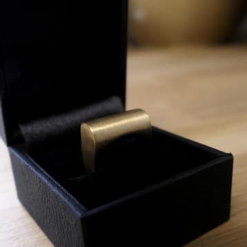 Vintage gouden gematteerde herenring, 18 tot 19, Gebruikt, Heer, Ophalen of Verzenden