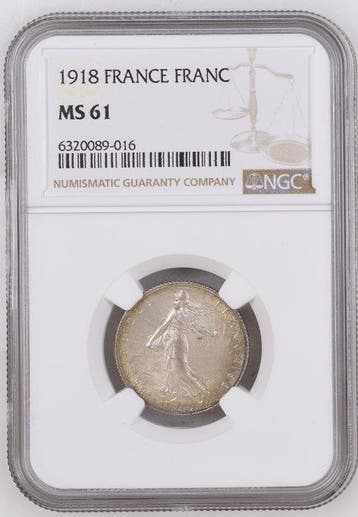 Frankrijk. 1 Franc 1918 - NGC MS61