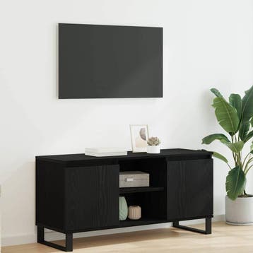 vidaXL TV-kast 104 x 35 x 50 cm Zwart Eiken Bewerkt hout, Minder dan 50 cm, Verzenden, Nieuw, Minder dan 100 cm