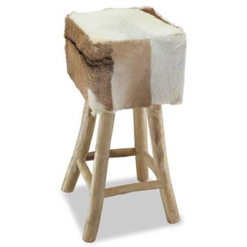 Design Barkruk Massief Teakhout | Tweedekansje | OP=OP, 60 tot 90 cm, Leer, Ophalen of Verzenden, Zo goed als nieuw