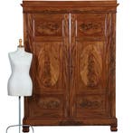Strakke en statige Hollandse Louis Seize kast in bloemmahoni, Antiek en Kunst, Ophalen of Verzenden