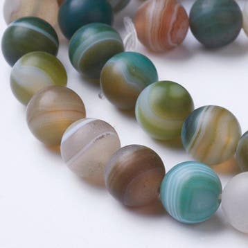 10 x edelsteen kralen rond 8~8,5mm gestreepte agaat mix g..., Ophalen of Verzenden, Nieuw, Kraal
