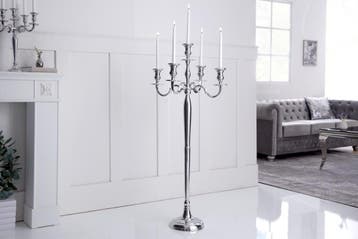 Kandelaar MODERN BAROK 120 cm zilveren 5-armige kroonluchter, Ophalen of Verzenden, Nieuw