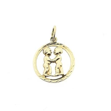 Gouden sterrenbeeld hanger; Tweelingen (Hanger of bedel), Ophalen of Verzenden, Gebruikt, Goud, Overige merken