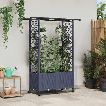 vidaXL Verhoogd Bed met Trellis en Dak Grijs 124,5 x 40 x, Verzenden, Nieuw, Minder dan 60 cm, 60 cm of meer
