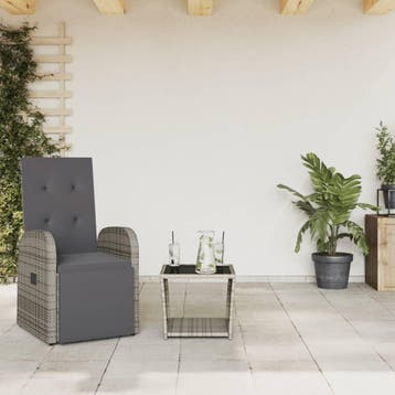vidaXL 2-delige Tuinset met kussens poly rattan grijs, Verzenden, Nieuw, Tuinset