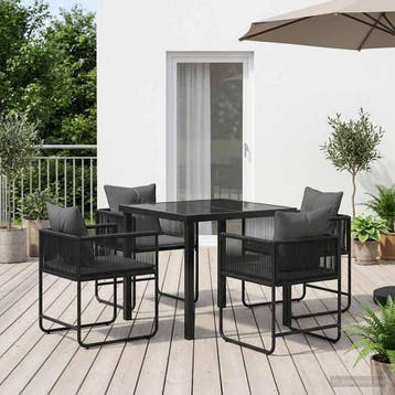 vidaXL Tuin eettafelset 5 pcs Zwart en Anthraciet 80 x 80 x, Verzenden, Nieuw, Rotan, 5 zitplaatsen