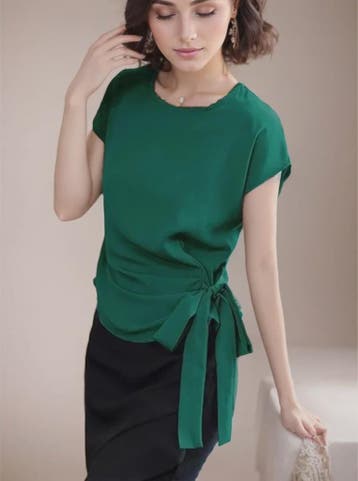 Dames Blouse met Strikdetail en Korte Mouwen - Stijlvol Zome, Kleding | Dames, Blouses en Tunieken, Verzenden, Nieuw