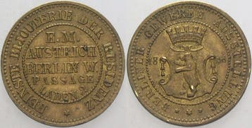 Jeton 1896 Berlin, Stadt E M Austrich Berlin W Passage La..., Verzenden